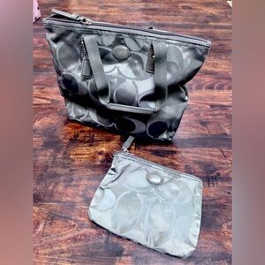 Coach Gray Tote and Pouch Set